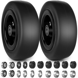 phepetroll 11x4.00-5 Flat Free Lawn Mower Tires and Wheels 3/4" 5/8" 1/2" Ball Bearings, 3.25"-5.5" Centered Hub 11x4-5 Zero Turn Mower Front Tires, Smooth Wheels for Commercial Grade Lawn