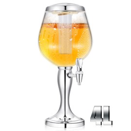 FillTouch Mimosa Tower, 4l/ 135oz Beer Beverage Dispenser for Drinks Mimosa Tower Dispenser with Ice Tube and Spigot Tabletop Beer Dispenser Liquor Dispenser for Margarita Liquor Bar Party