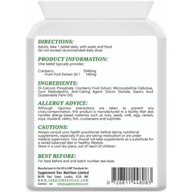 Cranberry 5000mg 90 Tablets | High Strength Cranberry Supplement | UK Manufactured | Vegans & Vegetarians Friendly