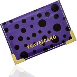 Glamified - New Leather Oyster Travel Card Bus Pass Holder Wallet Rail Card Cover CASE (Polka Dot(Purple))