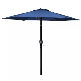 Simple Deluxe 7.5ft Patio Umbrella Outdoor Market Umbrella with Push Button Tilt/Crank Blue
