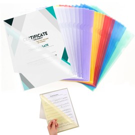 A4 Clear Plastic Folders,30 Pcs A4 Plastic Sleeves Wallets 6 Colours Sleeves Wallets Clear Side Cut File Cover for Report, Project, Presentation