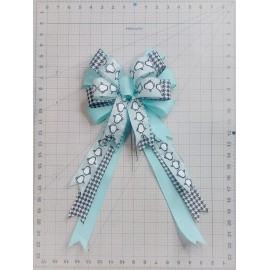 Handmade Penguines on Satin, Houndstooth and Aqua Christmas Bow