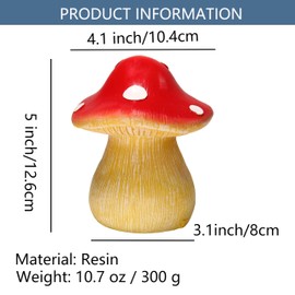 Red Mushroom Key Hider Box, Weatherproof Resin Spare Key Holder for Garden