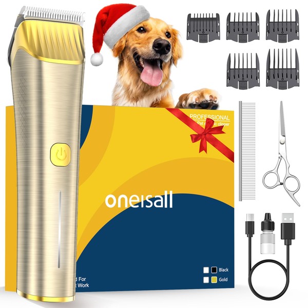 oneisall Dog Clippers for Grooming for Thick Matted Coats, 2 Speed Low Noise Dog Pet Grooming Kit with Metal Blade Pet Hair Trimmers for Dogs