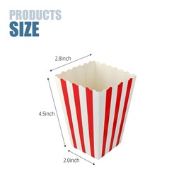 IHYjinchoo 5 Pcs Mini Red & White Striped Popcorn Boxes - Bulk Paper Popcorn Containers for Movie Nights, Carnival Parties, and Snack Favors (5)