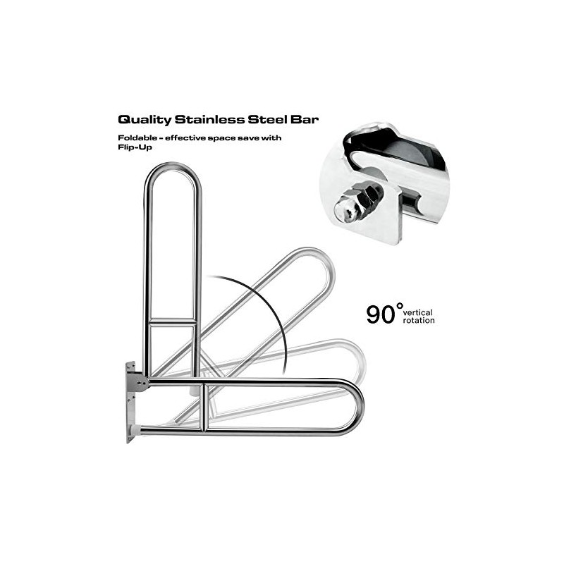 Stainless Steel Hinged Bathroom Safety Rail Grab Bar Support Drop