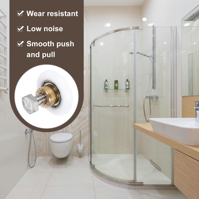 MECCANIXITY Shower Door Rollers Wheels, 25mm Diameter Bathroom Glass Shower