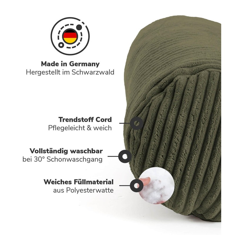 mokebo Neck Roll with Corduroy Cover 'Das Nook', Cosy Cushion