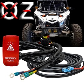OZ-USA 10ft. Emergency Lights On/Off Rocker Switch Power Busbar Distribution Block Wire Harness Kit Compatible with 2018-2025 Can-Am Maverick X3 Max RS Turbo RR Sport Trail Defender