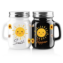 2 Pack Salt And Pepper Shakers, Sunflower Cute Salt And Pepper Shakers, Vintage， Farmhouse Kitchen Decor And Accessories, Salt And Pepper Shakers Set With Stainless Steel Lidt(sunflowers)
