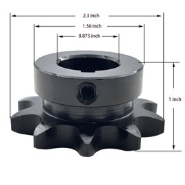 Saelno #50 Roller Chain Sprocket Type B 7/8 inch Bore 10 Tooth, Hardened Antirust 1045 Steel Drive Sprockets 50B10-7/8