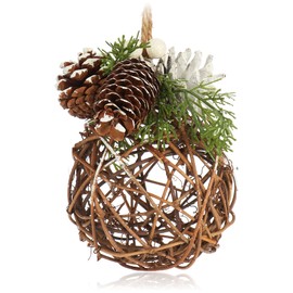 com-four® Christmas Hanger for Christmas Decoration, Christmas Tree Hanger as Winter Decorative Item, Decorative Figure as Room Decoration or Gift (1 Piece - Ball 10 x 15 cm White + Cones)