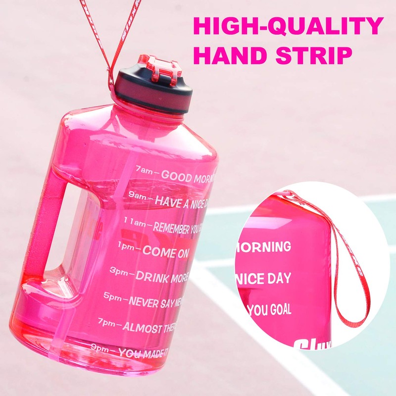 SLUXKE 1 Gallon Water Bottle with Time Marker BPA Free
