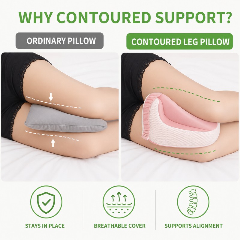 Memory Foam Leg Pillow for Side Sleeping Hip & Knee