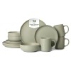 12-Piece Green-Stone Microwave & Dishwasher Safe Stoneware Dinnerware Set Non-Toxic