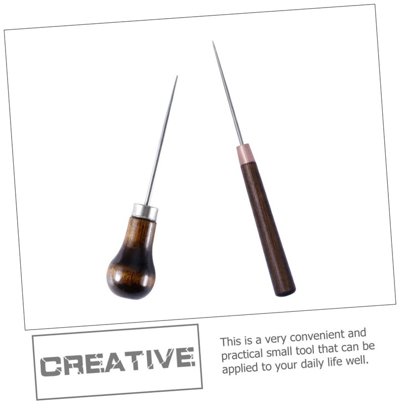 COHEALI 2pcs Perforating Leather Awls with Gourd Wooden Handle for