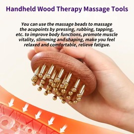 WeiiTech Wood Therapy Massage Tools 29-Teeth Copper Head Massager, Home SPA Body Relaxing and Stress Relief Handheld Massager, for Legs, Arms, Neck, Shoulder