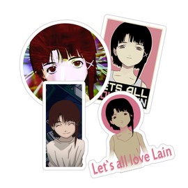 Alexiss Serial Experiments Lain Lain Iwakura Funny Sticker for Phone, Laptop, Skateboard, Car Colorful Sticker Pack 4 Pcs Size 3inch