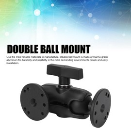 Jiawu Truck Mount, 1.5 Inch Double Ball Mount Aluminium with 2 Round Plates, Heavy Duty Double Base Arm with 1.5 inch/38 mm/C Ball for Drilling Mounting