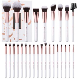 DUcare Makeup Brush Set Professional 27Pcs Makeup Brushes Premium Synthetic Kabuki Foundation Blending Face Powder Blush Concealers Eye Shadows Make Up Brushes Kit White