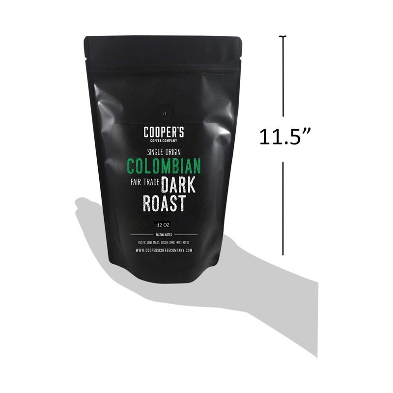 Dark Roast Colombian Coffee Single Origin Whole Bean 12oz