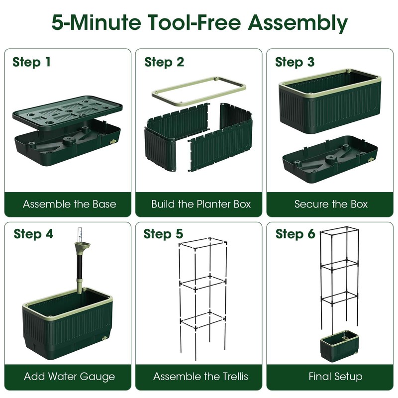 MQHUAYU 2 Pack 51" Self Watering Planter Box with Trellis,