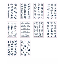 Tiny Small Semi-Permanent Tattoos for Adult - 2 Weeks Long Last Waterproof Realistic Mini Fake Tattoos for Women Men Finger Neck Body/Fades Naturally/No Reflection