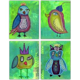 Small World Greetings Quirky Bird Note Cards 24 Count - Blank Inside with Envelopes - A2 Size (5.5”x4.25”) - All Occasion - Thank You, Birthday, Encouragement, and More