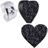 Body Candy Black Glitter Heart Stud Earrings Stainless Steel Hypoallergenic