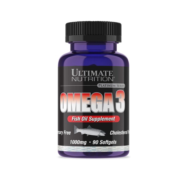 Ultimate Nutrition Omega 3 Fish Oil Supplement, Maintains Cardiovascular Health, Contains 180mg EPA and 120mg DHA, Helps in Digestion and Absorption, 1000mg, 90 Softgels