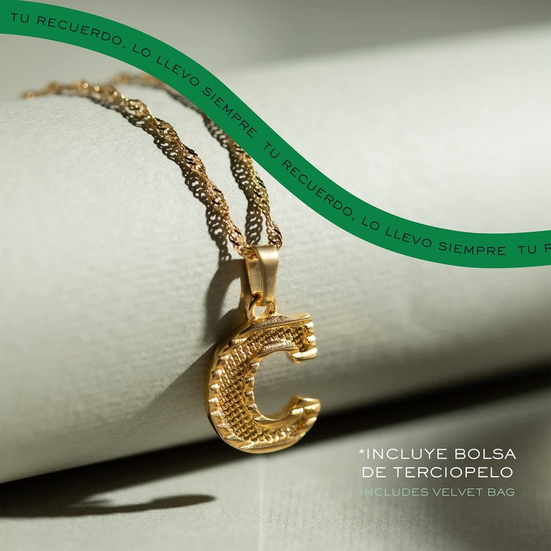 Clepsidra® Collar de mujer con letra inicial A-Z. Collar de
