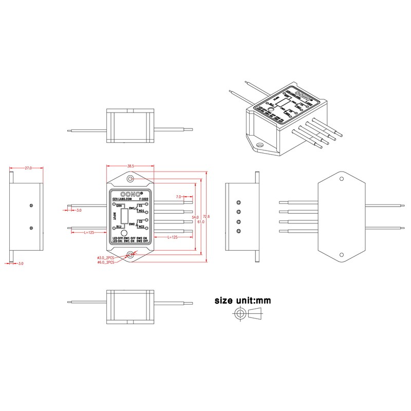OONO DPST 1NO 1NC 8Amp Power Relay Module, AC/DC 48V