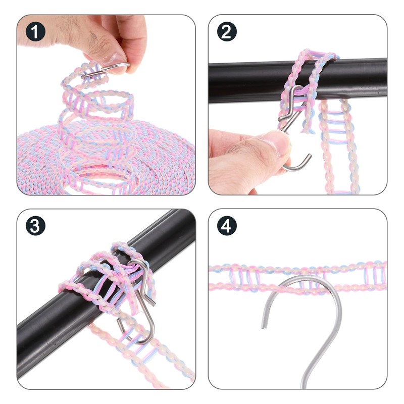 sourcing map Windproof Clothesline, 8M 26ft Plastic Non-Slip Clothes Drying
