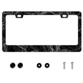 Topographic Map License Plate Frame Topography Stainless Steel License Plate Frame Auto Parts Decoration with Screws License Plate Holder for Men Women 12x6 Inch