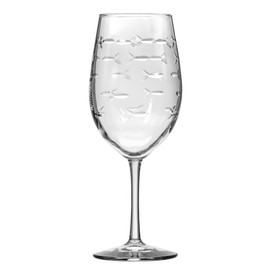 Rolf Glass School of Fish 18oz All Purpose Wine Glass | Set of 4 | Large Wine Glasses | Lead-free Crystal Glass | Engraved Wine Glasses | Made in the USA