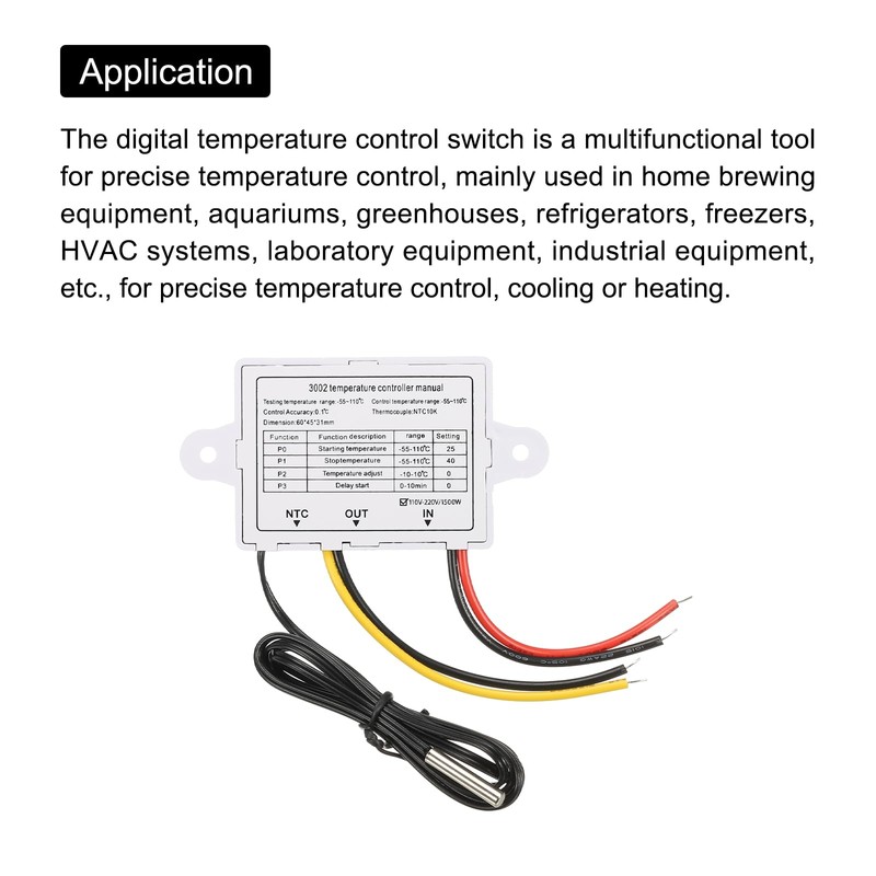 sourcing map 2 Pack XH-W3002 10A AC 110-220V Digital LED