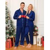SWOMOG Couple Matching Pajamas Set Silk Satin Button Down Sleepwear