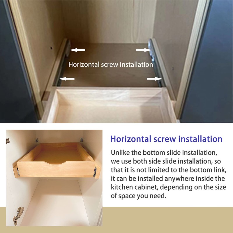 LuxursKingQYW Soft Close Drawer Slides Cabinet Wood Pull Out Tray