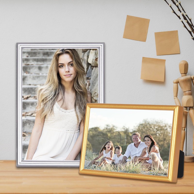 Autjvy 3.5x5 Picture Frame Silver Brushed Modern Simple Thin Aluminum