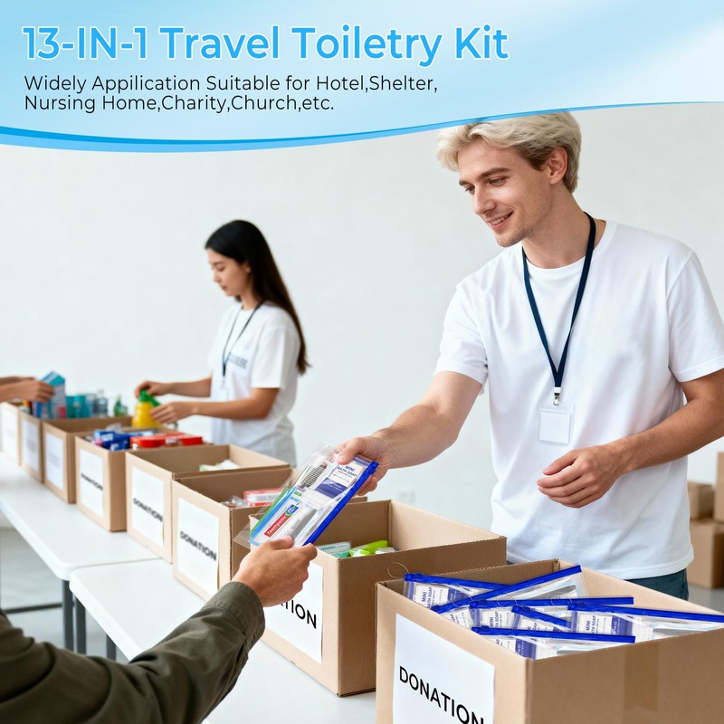 Personal Hygiene Kit Bulk Pack of 100,Blue 13-IN-1 Travel Size