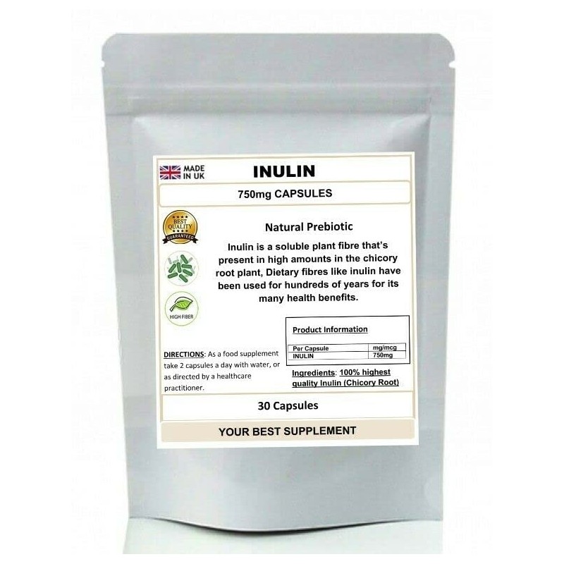 Inulin Capsules Natural Prebiotic Pure no additives (High Grade) 30