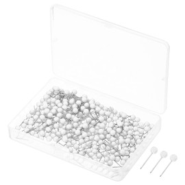 PATIKIL 300pcs Plastic Round Head Map Tacks Thumb Steel Point for World Map Cork Board White