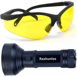 REALHUNLEE Air Conditioner UV Dye Leak Detector, Pro Auto Oil AC UV Dye Leak Test Detection Tool Kit 68 LED A/C UV Flashlight Detector with Protective Glasses