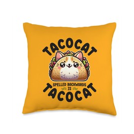 Tacocat Spelled Backward Is Tacocat | Love Cat And Taco Kids Throw Pillow