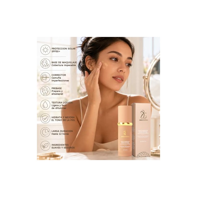 3Pcs Biomimic Foundation 4 en 1,base de maquillaje alta cobertura,SPF