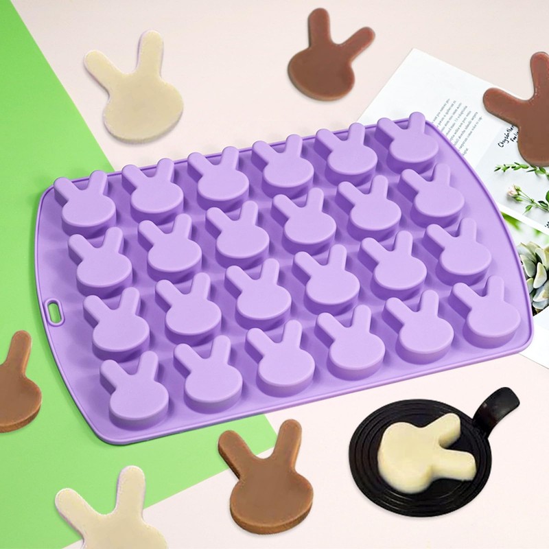 LLchunyun Easter Bunny Silicone Mold for Chocolate 24 Cavities Easter