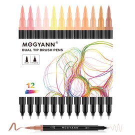 Mogyann Skin Tone Markers, 12 Pack Dual Brush Pens for Art Drawing Sketching