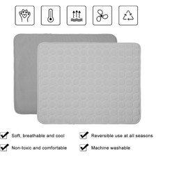 Koquena Dog Cooling Mat Pad for Cog Washable Cooling Blanket Cushion for Kennel Sofa Bed Floor Car Seats Travel Summer Dog Pad Made of Ice Silk (Grey&Blue&Coffe)