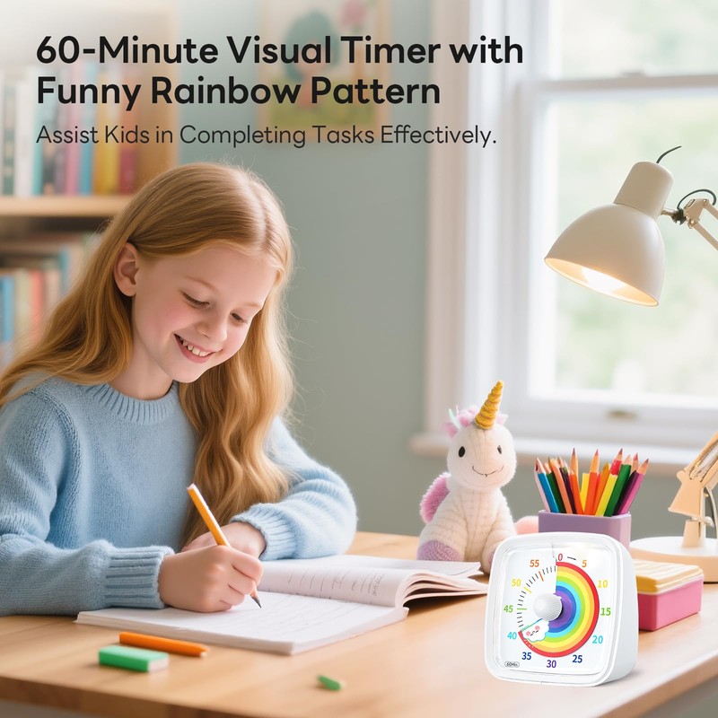 Yunbaoit Visual Timer with Night Light, 60-Minute Rainbow Countdown Timer